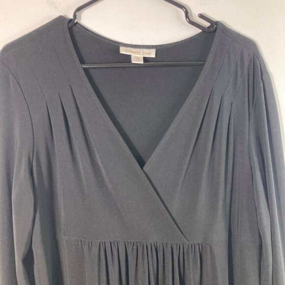 Womens Coldwater Creek Wrap Top Midi Dress Long Sleeve Black 16 - Picture 4 of 11